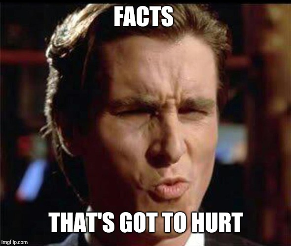 Christian Bale Ooh | FACTS THAT'S GOT TO HURT | image tagged in christian bale ooh | made w/ Imgflip meme maker