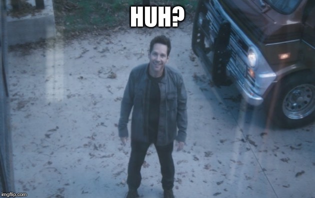 Ant Man (Avengers Endgame) | HUH? | image tagged in ant man avengers endgame | made w/ Imgflip meme maker