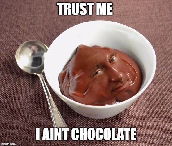 Vladimir Pudding | TRUST ME; I AINT CHOCOLATE | image tagged in vladimir pudding | made w/ Imgflip meme maker