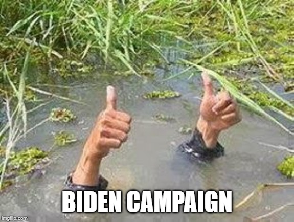 Down it goes.  There's just too many unavoidable scandals for this guy to make it through the primaries. | BIDEN CAMPAIGN | image tagged in flooding thumbs up,joe biden,politics,political meme | made w/ Imgflip meme maker