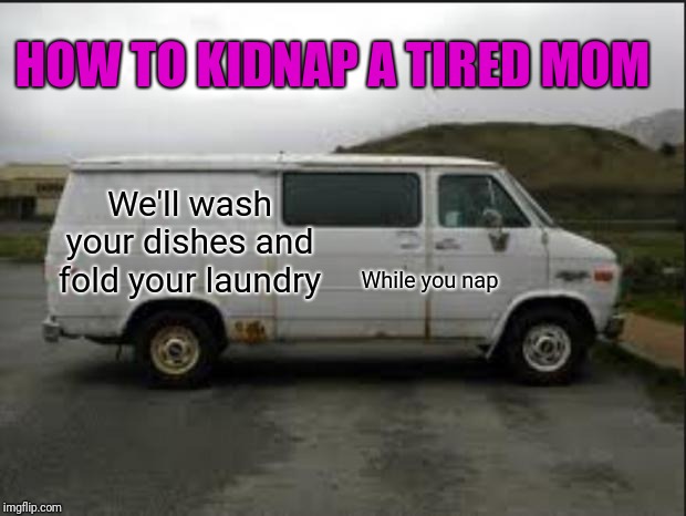 Creepy Van | We'll wash your dishes and fold your laundry While you nap HOW TO KIDNAP A TIRED MOM | image tagged in creepy van | made w/ Imgflip meme maker