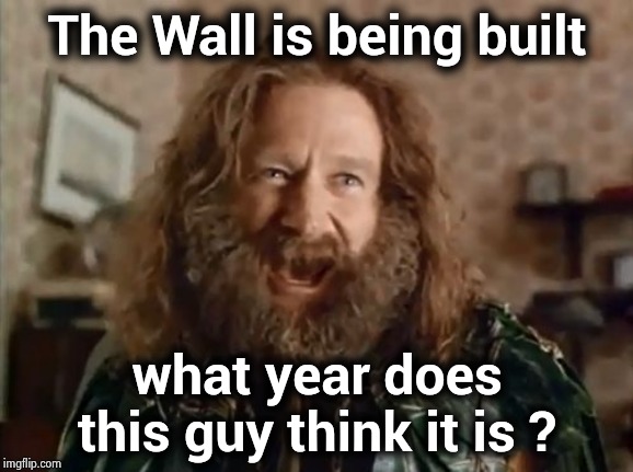 What Year Is It Meme | The Wall is being built what year does this guy think it is ? | image tagged in memes,what year is it | made w/ Imgflip meme maker