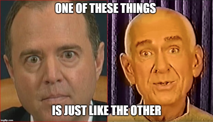 one of these things is just like the other | ONE OF THESE THINGS; IS JUST LIKE THE OTHER | image tagged in adam schiff,heavens gates cult | made w/ Imgflip meme maker