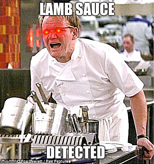 Chef Gordon Ramsay Meme | LAMB SAUCE; DETECTED | image tagged in memes,chef gordon ramsay | made w/ Imgflip meme maker