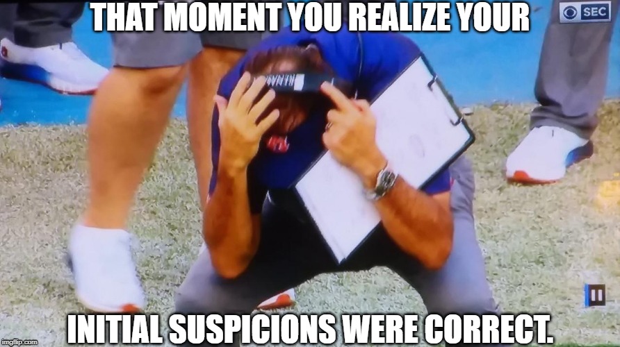 THAT MOMENT YOU REALIZE YOUR; INITIAL SUSPICIONS WERE CORRECT. | image tagged in gators | made w/ Imgflip meme maker