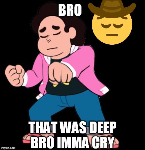 When steven universe ends | BRO; THAT WAS DEEP BRO IMMA CRY | image tagged in bro,steven universe | made w/ Imgflip meme maker