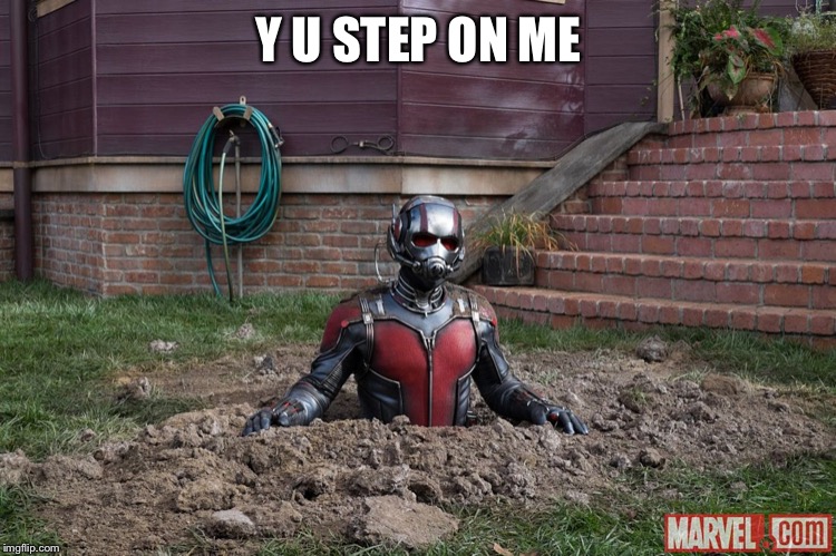 Antman steel | Y U STEP ON ME | image tagged in antman steel | made w/ Imgflip meme maker