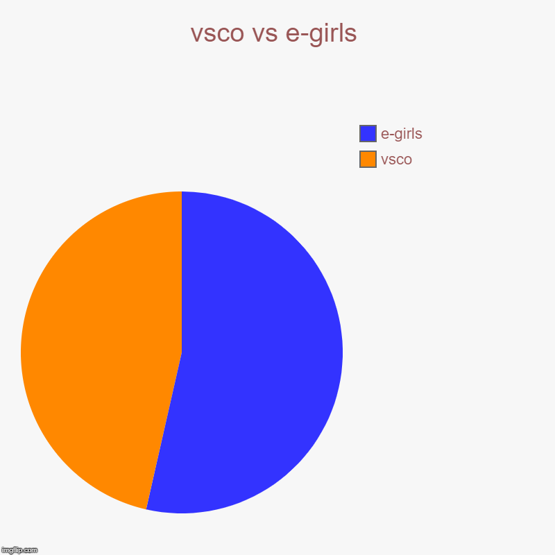 vsco vs e-girls | vsco, e-girls | image tagged in charts,pie charts | made w/ Imgflip chart maker