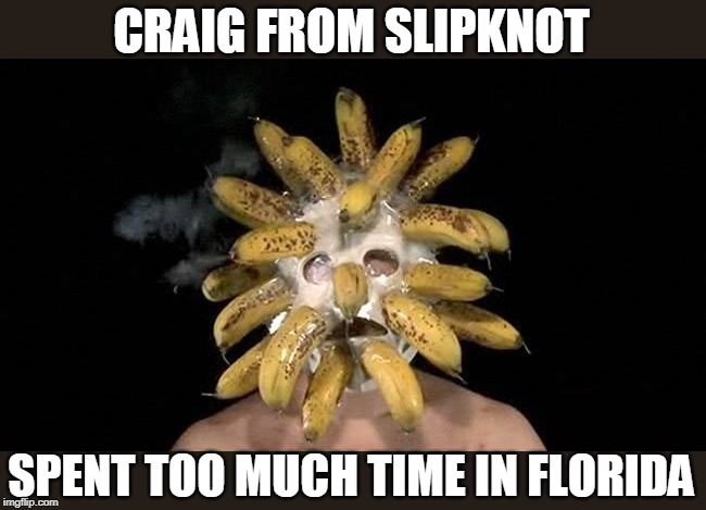 SLIPKNOT IN FLORIDA | CRAIG FROM SLIPKNOT; SPENT TOO MUCH TIME IN FLORIDA | image tagged in florida man,slipknot | made w/ Imgflip meme maker