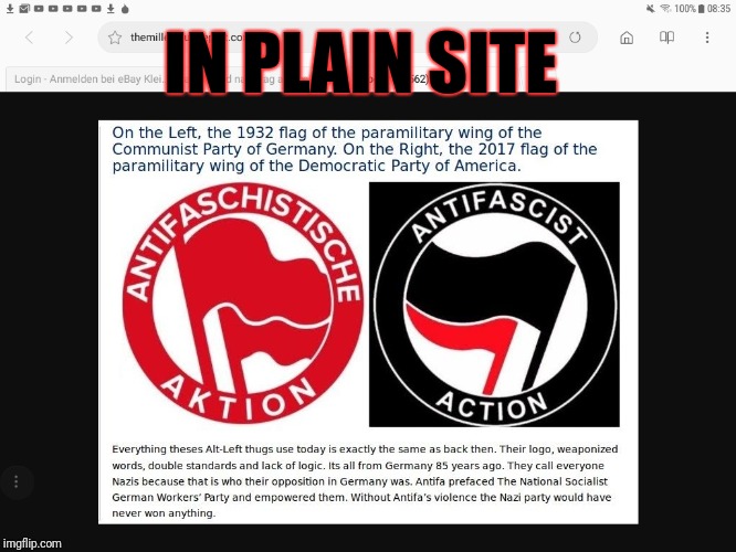 Antifa and Nazi connection | IN PLAIN SITE | image tagged in antifa and nazi connection | made w/ Imgflip meme maker