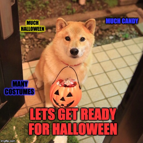Lets get ready | MUCH CANDY; MUCH HALLOWEEN; MANY COSTUMES; LETS GET READY FOR HALLOWEEN | image tagged in halloween,fun,doge | made w/ Imgflip meme maker