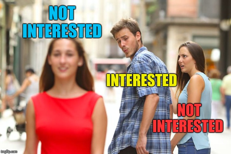 The Dog with Two Bones | NOT INTERESTED; INTERESTED; NOT INTERESTED | image tagged in memes,distracted boyfriend,cheating,cheaters,hot girls,dumb and dumber | made w/ Imgflip meme maker