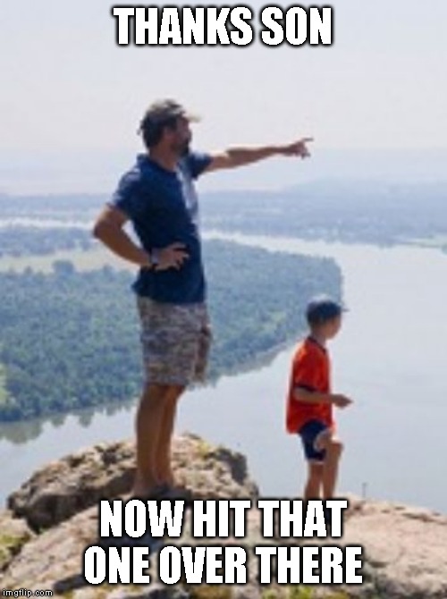 Father son. | THANKS SON NOW HIT THAT ONE OVER THERE | image tagged in father son | made w/ Imgflip meme maker
