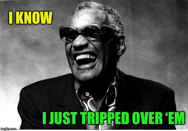 Ray Charles | I KNOW I JUST TRIPPED OVER ‘EM | image tagged in ray charles | made w/ Imgflip meme maker