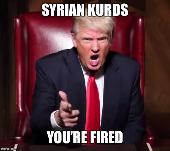 Trump you’re fired | SYRIAN KURDS; YOU’RE FIRED | image tagged in trump youre fired | made w/ Imgflip meme maker