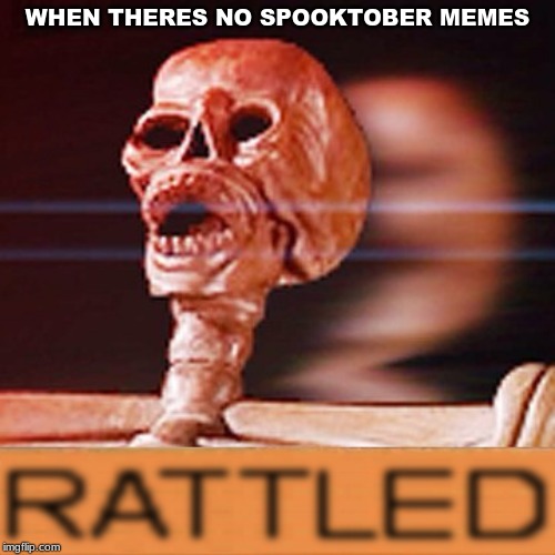 Me | WHEN THERES NO SPOOKTOBER MEMES | image tagged in spooky,spooktober,skeleton | made w/ Imgflip meme maker