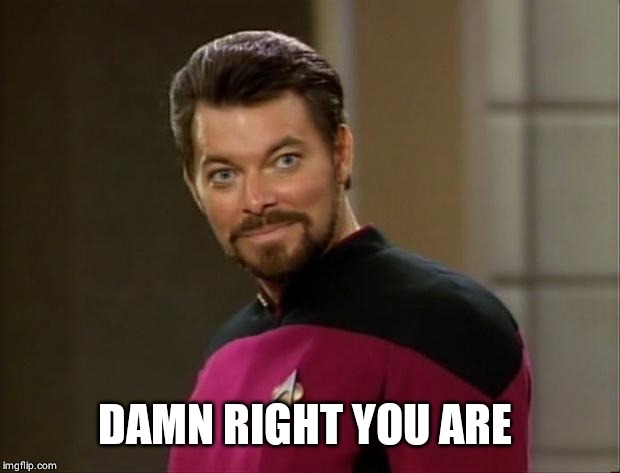 Riker | DAMN RIGHT YOU ARE | image tagged in riker | made w/ Imgflip meme maker