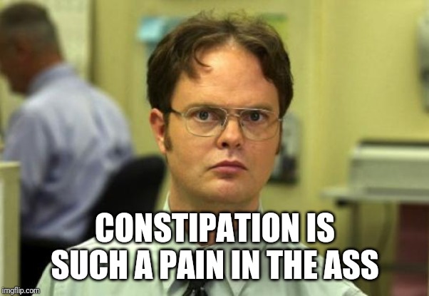 Dwight Schrute | CONSTIPATION IS SUCH A PAIN IN THE ASS | image tagged in memes,dwight schrute | made w/ Imgflip meme maker