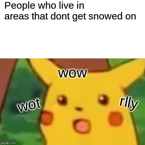 Surprised Pikachu Meme | People who live in areas that dont get snowed on wot rlly wow | image tagged in memes,surprised pikachu | made w/ Imgflip meme maker