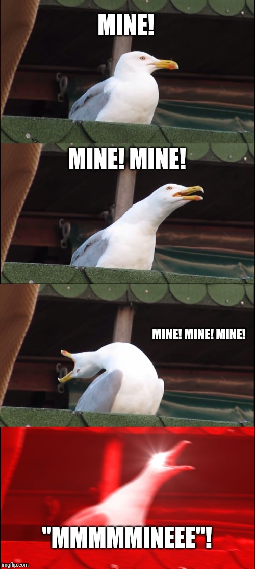 Inhaling Seagull | MINE! MINE! MINE! MINE! MINE! MINE! "MMMMMINEEE"! | image tagged in memes,inhaling seagull | made w/ Imgflip meme maker
