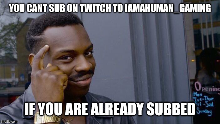 Roll Safe Think About It | YOU CANT SUB ON TWITCH TO IAMAHUMAN_GAMING; IF YOU ARE ALREADY SUBBED | image tagged in memes,roll safe think about it | made w/ Imgflip meme maker