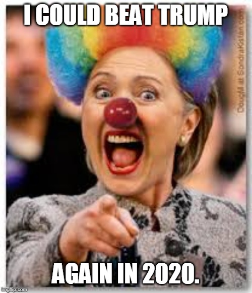 Hillary clown | I COULD BEAT TRUMP; AGAIN IN 2020. | image tagged in hillary clown | made w/ Imgflip meme maker