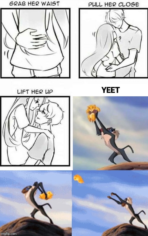 literally the first time I have used the word "yeet" | YEET | image tagged in i hate myself,simba,how to hug | made w/ Imgflip meme maker