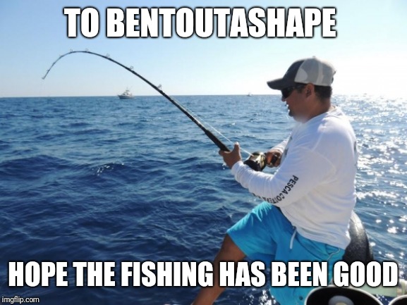 My favorite aussie memer, helped and inspired me a lot in my early time here | TO BENTOUTASHAPE; HOPE THE FISHING HAS BEEN GOOD | image tagged in fishing,bentoutashape | made w/ Imgflip meme maker