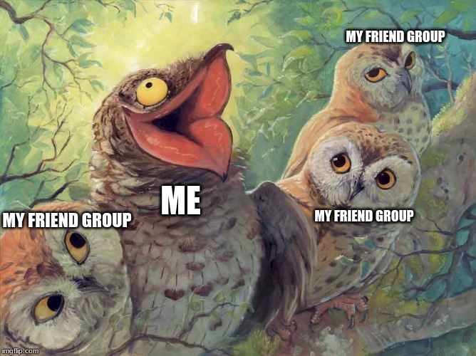 My Friend Group | MY FRIEND GROUP; ME; MY FRIEND GROUP; MY FRIEND GROUP | image tagged in my friend group | made w/ Imgflip meme maker