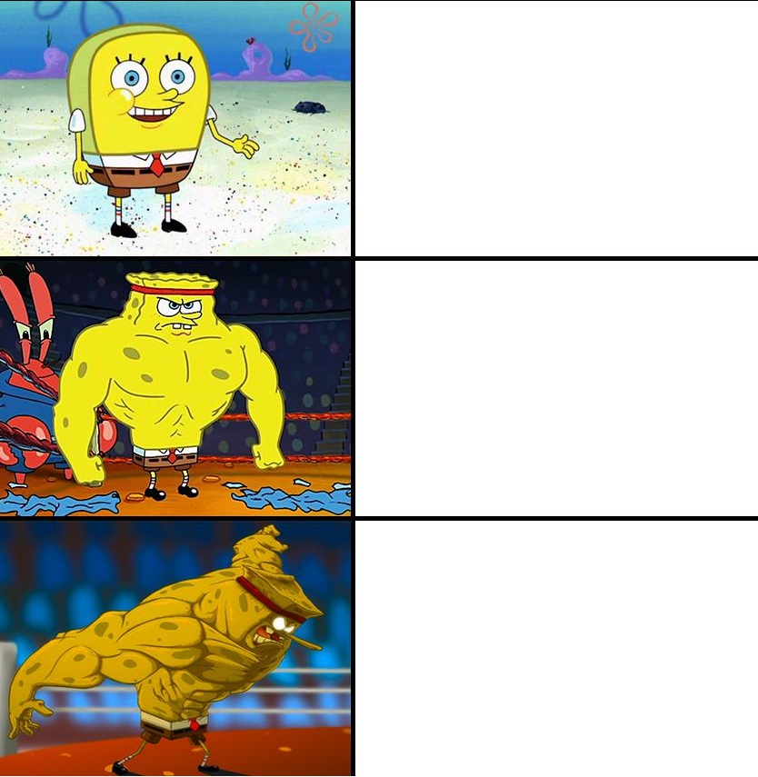 Increasingly Buff Spongebob (w/Anime) Blank Meme Template
