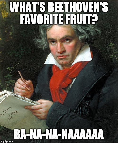 Beethoven  | WHAT'S BEETHOVEN'S FAVORITE FRUIT? BA-NA-NA-NAAAAAA | image tagged in beethoven | made w/ Imgflip meme maker