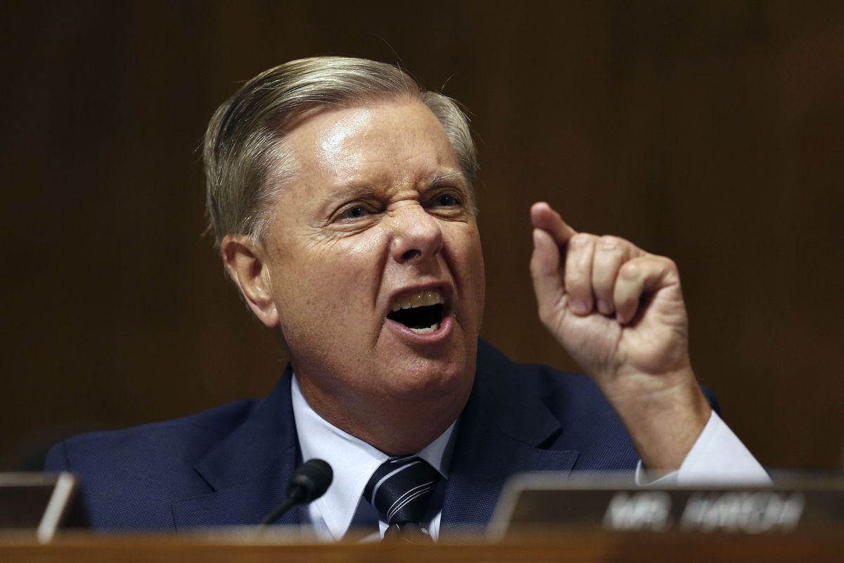 Lindsay Graham snarling in a hissy fit Blank Meme Template