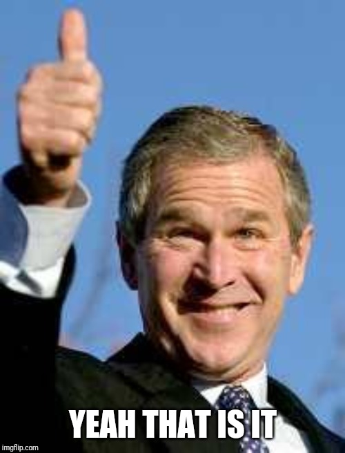 George Bush Happy | YEAH THAT IS IT | image tagged in george bush happy | made w/ Imgflip meme maker