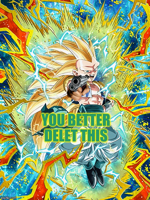 Hurry up and delet already! | YOU BETTER DELET THIS | image tagged in delet this,dbz dokkan battle | made w/ Imgflip meme maker