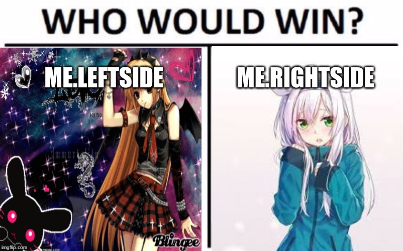 Who Would Win? Meme | ME.LEFTSIDE; ME.RIGHTSIDE | image tagged in memes,who would win | made w/ Imgflip meme maker