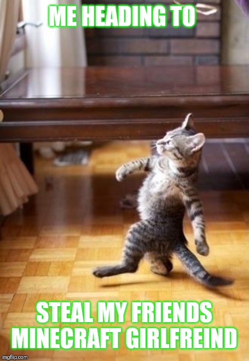 Cool Cat Stroll Meme | ME HEADING TO; STEAL MY FRIENDS MINECRAFT GIRLFREIND | image tagged in memes,cool cat stroll | made w/ Imgflip meme maker