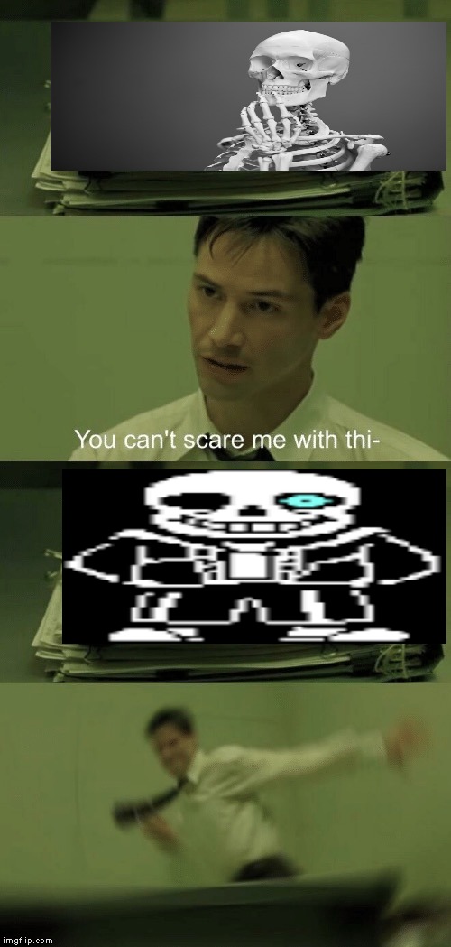 *Megalovania starts playing* | image tagged in you can't scare me with this,sans | made w/ Imgflip meme maker