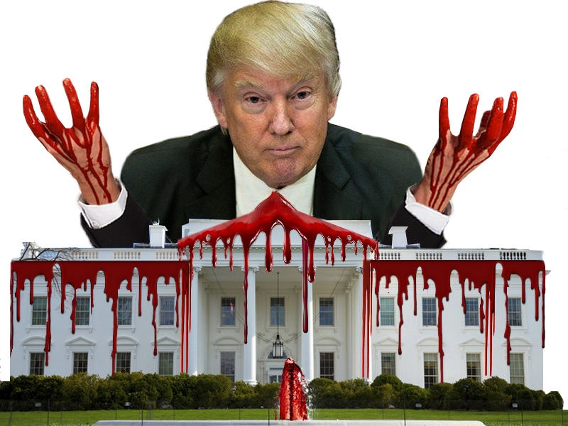 Trump with Blood on Hands Blank Meme Template