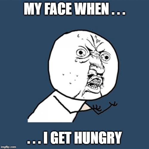 Y U No Meme | MY FACE WHEN . . . . . . I GET HUNGRY | image tagged in memes,y u no | made w/ Imgflip meme maker