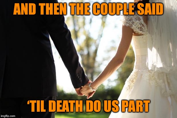 wedding | AND THEN THE COUPLE SAID ‘TIL DEATH DO US PART | image tagged in wedding | made w/ Imgflip meme maker