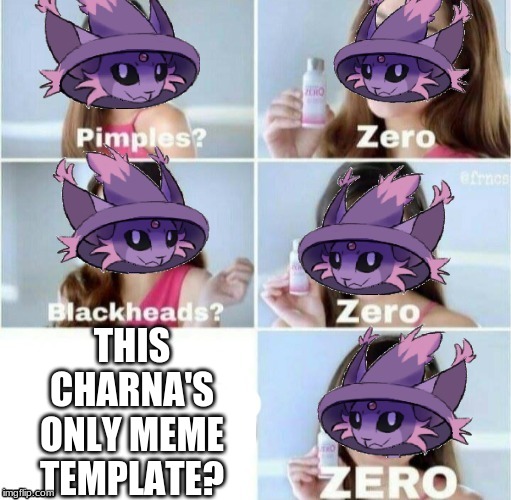 Oh look, an oc template. | THIS CHARNA'S ONLY MEME TEMPLATE? | image tagged in charna zero | made w/ Imgflip meme maker