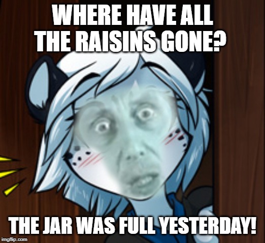 And she saw the empty jar | WHERE HAVE ALL THE RAISINS GONE? THE JAR WAS FULL YESTERDAY! | image tagged in faceswap,michael rosen | made w/ Imgflip meme maker