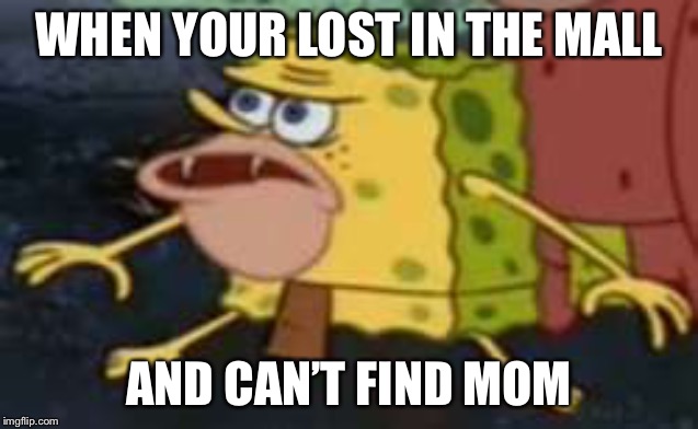 Spongegar Meme | WHEN YOUR LOST IN THE MALL; AND CAN’T FIND MOM | image tagged in memes,spongegar | made w/ Imgflip meme maker