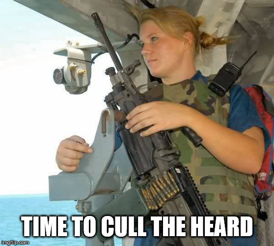 Woman Warrior | TIME TO CULL THE HEARD | image tagged in woman warrior | made w/ Imgflip meme maker