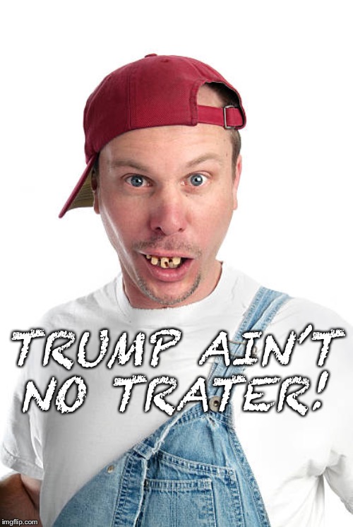 Trater | TRUMP AIN’T NO TRATER! | image tagged in trump,traitor,impeach,donald trump,redneck | made w/ Imgflip meme maker
