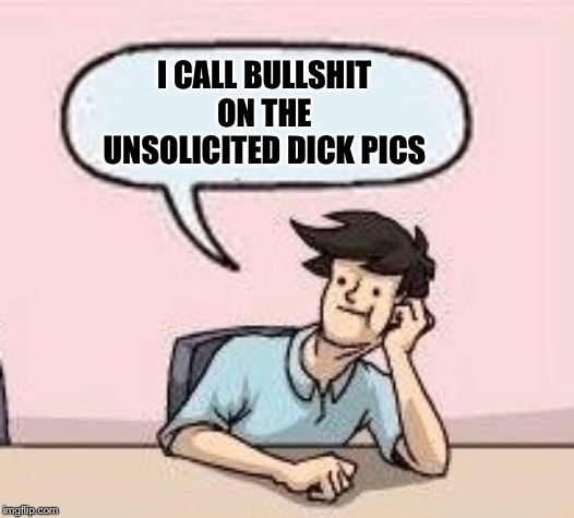 Boardroom Suggestion Guy | I CALL BULLSHIT ON THE UNSOLICITED DICK PICS | image tagged in boardroom suggestion guy | made w/ Imgflip meme maker