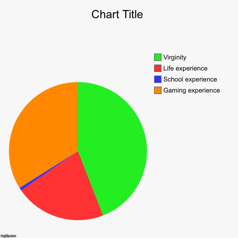 Gaming experience , School experience , Life experience , Virginity | image tagged in charts,pie charts | made w/ Imgflip chart maker
