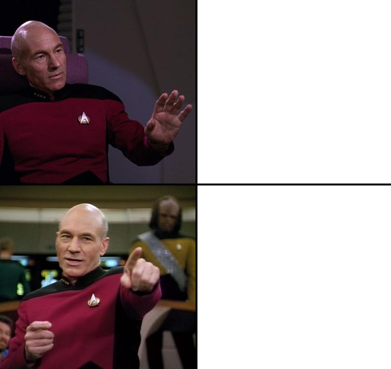 High Quality Picard No Yes Drake Style Blank Meme Template