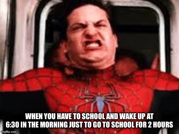 Constipated Peter | WHEN YOU HAVE TO SCHOOL AND WAKE UP AT 6:30 IN THE MORNING JUST TO GO TO SCHOOL FOR 2 HOURS | image tagged in constipated peter | made w/ Imgflip meme maker