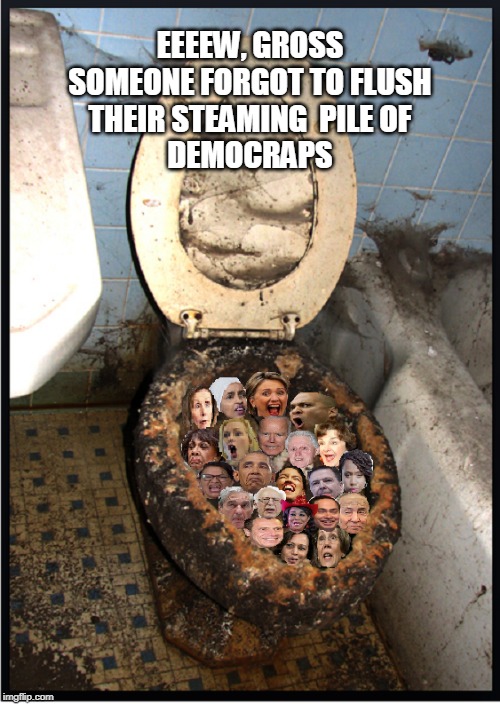 DEMOCRATS | EEEEW, GROSS
SOMEONE FORGOT TO FLUSH
THEIR STEAMING  PILE OF
DEMOCRAPS | image tagged in democrats | made w/ Imgflip meme maker